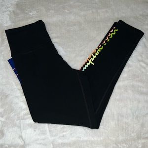 NWT!! Champion Leggings Black with Colorful Logo Spell Out Size S
